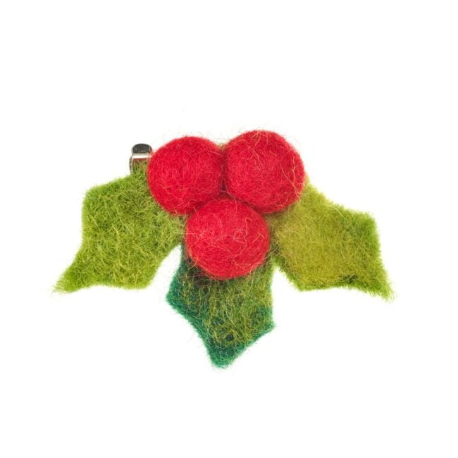 Felt Holly Brooch