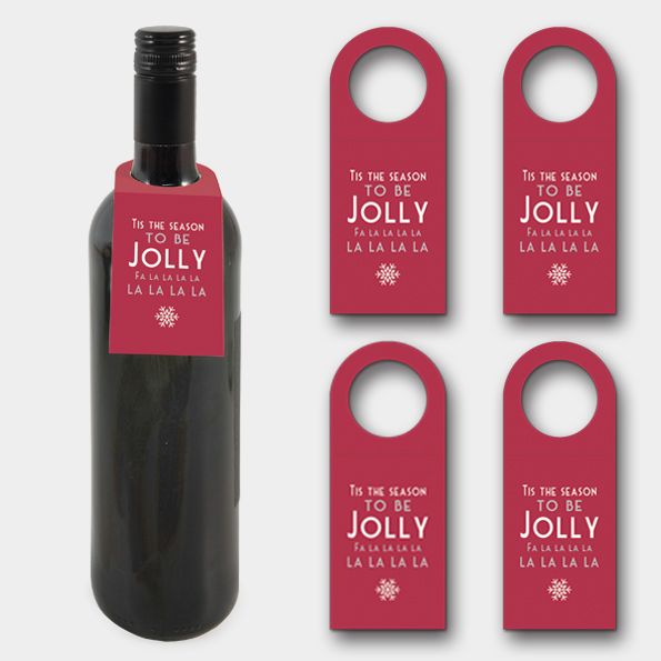 Four wine bottle tags-Tis the season