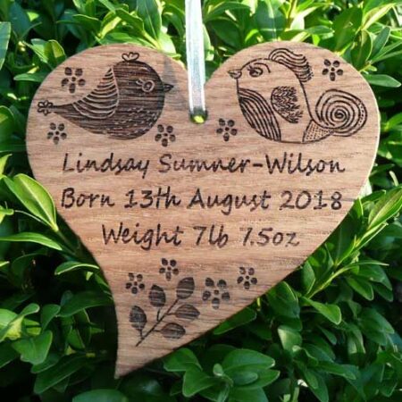 Personalised Engraved Hanging Oak Heart
