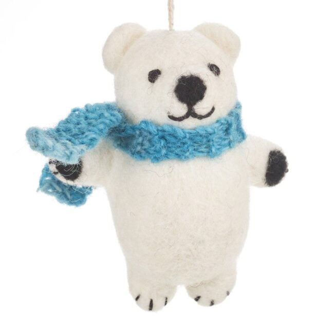 Polar Bear with blue scarf